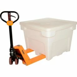 Romotech FDA Approved Poly Bulk Container 82125048 with Lid 42-1/2"L x 42-1/2"W x 33-1/2"H, Natural -Containers & Organizers Sales Store B1929211 05