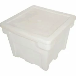 Romotech FDA Approved Poly Bulk Container 82125048 with Lid 42-1/2"L x 42-1/2"W x 33-1/2"H, Natural -Containers & Organizers Sales Store B1929211 09