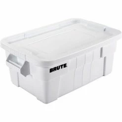 Rubbermaid 14 Gallon Brute Tote with Lid FG9S3000WHT - 27-1/2 x 16-3/4 x 10-3/4 - White - Pkg Qty 6