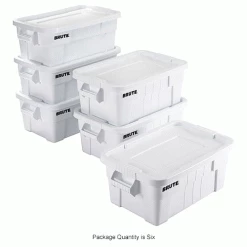 Rubbermaid 14 Gallon Brute Tote with Lid FG9S3000WHT - 27-1/2 x 16-3/4 x 10-3/4 - White - Pkg Qty 6 -Containers & Organizers Sales Store B2050495IN 3wco