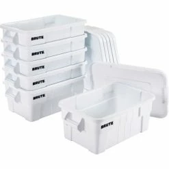 Rubbermaid 14 Gallon Brute Tote with Lid FG9S3000WHT - 27-1/2 x 16-3/4 x 10-3/4 - White - Pkg Qty 6 -Containers & Organizers Sales Store B2050495 03