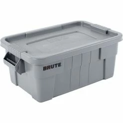 Rubbermaid 14 Gallon Brute Tote with Lid FG9S3000GRAY - 27-1/2 x 16-3/4 x 10-3/4 - Gray - Pkg Qty 6