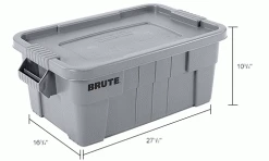 Rubbermaid 14 Gallon Brute Tote with Lid FG9S3000GRAY - 27-1/2 x 16-3/4 x 10-3/4 - Gray - Pkg Qty 6 25 Rubbermaid 14 Gallon Brute Tote with Lid FG9S3000GRAY - 27-1/2 x 16-3/4 x 10-3/4 - Gray - Pkg Qty 6 -Containers & Organizers Sales Store B2050497IN dim