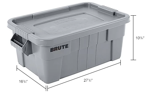 Rubbermaid 14 Gallon Brute Tote with Lid FG9S3000GRAY - 27-1/2 x 16-3/4 x 10-3/4 - Gray - Pkg Qty 6 13 Rubbermaid 14 Gallon Brute Tote with Lid FG9S3000GRAY - 27-1/2 x 16-3/4 x 10-3/4 - Gray - Pkg Qty 6 - Image 13