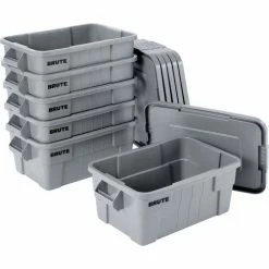 Rubbermaid 14 Gallon Brute Tote with Lid FG9S3000GRAY - 27-1/2 x 16-3/4 x 10-3/4 - Gray - Pkg Qty 6 16 Rubbermaid 14 Gallon Brute Tote with Lid FG9S3000GRAY - 27-1/2 x 16-3/4 x 10-3/4 - Gray - Pkg Qty 6 -Containers & Organizers Sales Store B2050497 03
