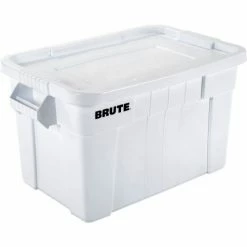Rubbermaid 20 Gallon Brute Tote with Lid FG9S3100WHT - 27-7/8 x 17-3/8 x 15-1/8 - White - Pkg Qty 6