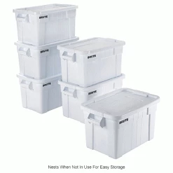 Rubbermaid 20 Gallon Brute Tote with Lid FG9S3100WHT - 27-7/8 x 17-3/8 x 15-1/8 - White - Pkg Qty 6 -Containers & Organizers Sales Store B2050544IN 5wco