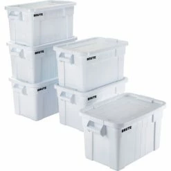Rubbermaid 20 Gallon Brute Tote with Lid FG9S3100WHT - 27-7/8 x 17-3/8 x 15-1/8 - White - Pkg Qty 6 -Containers & Organizers Sales Store B2050544 04