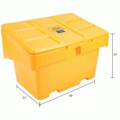Global Industrial™ Lockable Outdoor Storage Container, 48"Lx33"Wx34"H, 18.5 Cu. Ft., Yellow -Containers & Organizers Sales Store B2050616IN dim