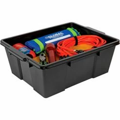 Quantum Storage Systems Quantum Heavy-Duty Latch Container with Lid 21"Lx15-7/8"x7-3/4"H Black Price Each - Pkg Qty 6 -Containers & Organizers Sales Store B2264784