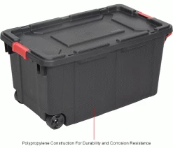 Sterilite Wheeled Industrial Tote - Black/Racer Red 40 Gallon 36-3/4"L x 21-3/8"W x 18"H - Pkg Qty 2 -Containers & Organizers Sales Store B2277926IN 1wco
