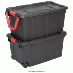 Sterilite Wheeled Industrial Tote - Black/Racer Red 40 Gallon 36-3/4"L x 21-3/8"W x 18"H - Pkg Qty 2 -Containers & Organizers Sales Store B2277926IN 4wco