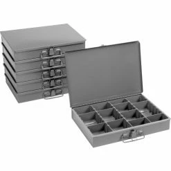 Durham Mfg. Durham Steel Scoop Compartment Box 215-95 - Adjustable Compartment, 13-3/8 x 9-1/4 x 2 - Pkg Qty 6 -Containers & Organizers Sales Store B481930 08