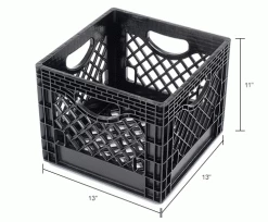 Dairy Milk Crate, 13"L X 13"W X 11"H, Black - Pkg Qty 12 -Containers & Organizers Sales Store B649566IN dim