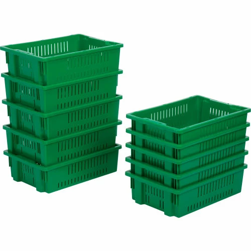 LEWISBins Stack-N-Nest Agricultural Container AF2013-6, 19-11/16"L x 13-1/8"W x 5-5/8"H, Green - Pkg Qty 10 5 LEWISBins Stack-N-Nest Agricultural Container AF2013-6, 19-11/16"L x 13-1/8"W x 5-5/8"H, Green - Pkg Qty 10 - Image 5