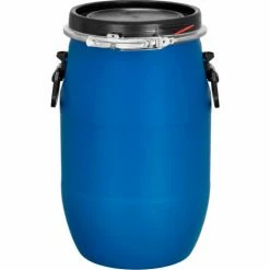 Jescraft Open Head Plastic Drum, 16 Gallon Capacity, Blue