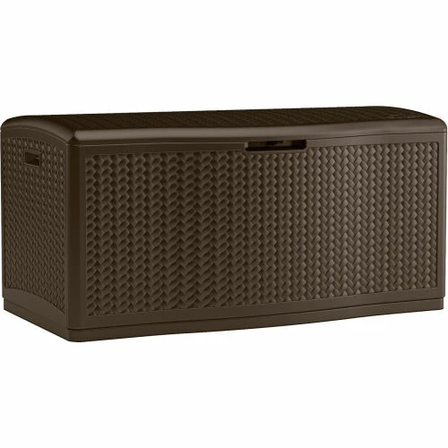 Suncast BMDB12000 Resin Wicker Outdoor Storage Deck Box 124 Gallon 52-3/4"L x 29"W x 26"H Java 1 Suncast BMDB12000 Resin Wicker Outdoor Storage Deck Box 124 Gallon 52-3/4"L x 29"W x 26"H Java