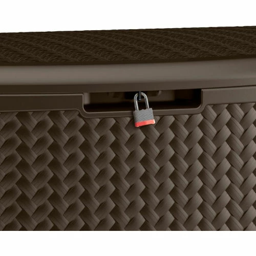 Suncast BMDB12000 Resin Wicker Outdoor Storage Deck Box 124 Gallon 52-3/4"L x 29"W x 26"H Java 2 Suncast BMDB12000 Resin Wicker Outdoor Storage Deck Box 124 Gallon 52-3/4"L x 29"W x 26"H Java - Image 2