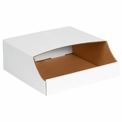 Global Industrial™ Stackable Corrugated Bin Boxes, 12"Wx12"Dx4-1/2"H, Oyster White - Pkg Qty 50