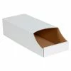 Single Wall Stackable Corrugated Bin Box, 8"W x 18"D x 4-1/2"H, Oyster White - Pkg Qty 50