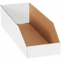Global Industrial™ Open Top Corrugated Bin Boxes, 6"Wx18"Dx4-1/2"H, White - Pkg Qty 50