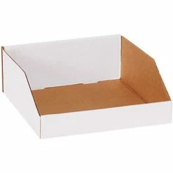 Global Industrial™ Open Top Corrugated Bin Boxes, 12"Wx12"Dx4-1/2"H, White - Pkg Qty 50