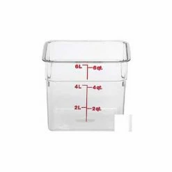 Cambro 6SFSCW135 - Square Food Container, 6 Quart, 8-3/8" x 8-3/8" x 7-1/4", Clear - Pkg Qty 6