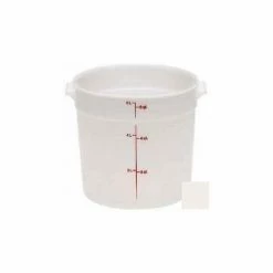 Cambro RFS6148 - Storage Container, Round, 6 Qt., 9-15/16" Dia. x 7-15/16"H, White, Polyethylene - Pkg Qty 12