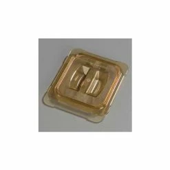 Carlisle 10510U13 - Topnotch® Universal Handled Lid 6-3/4" x 6-3/8", Amber - Pkg Qty 6