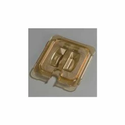 Carlisle 10511U13 - Topnotch® Universal Handled Notched Lid 6-3/4" x 6-3/8", Amber - Pkg Qty 6