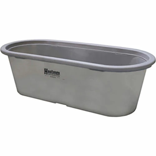 Hastings Poly Stock Tank HP20206 Round-End 160 Gallon 78"L x 32"W x 24-1/2"H with Drain Plug - Gray 2 Hastings Poly Stock Tank HP20206 Round-End 160 Gallon 78"L x 32"W x 24-1/2"H with Drain Plug - Gray - Image 2