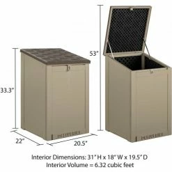 COSCO® BoxGuard® Lockable Outdoor Storage Box 6.3 Cu. Ft. 20-1/2 x 22 x 33-1/4 Tan -Containers & Organizers Sales Store COO C333BP88BTN1E 05