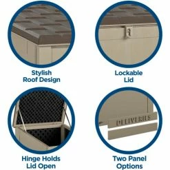 COSCO® BoxGuard® Lockable Outdoor Storage Box 6.3 Cu. Ft. 20-1/2 x 22 x 33-1/4 Tan -Containers & Organizers Sales Store COO C333BP88BTN1E 09