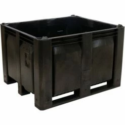 Decade M40SBK1 Pallet Container Solid Wall 48x40x31 Long Side Runners Black 1500 Lb. Capacity