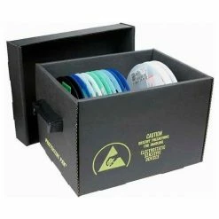 Protektive Pak 37560 Conductive Reel Storage Container w/Lid, 13-1/2"L x 12"W x 13-1/4"H - Pkg Qty 5