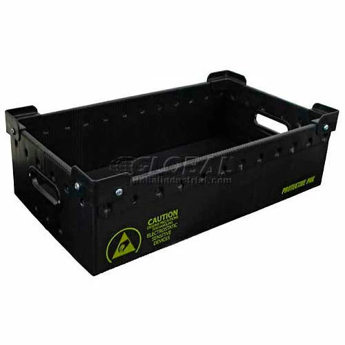 Protektive Pak 39177 Plastek Conductive Stackable Storage Container, 19-3/8"L x 13-3/8"W x 13"H - Pkg Qty 5 1 Protektive Pak 39177 Plastek Conductive Stackable Storage Container, 19-3/8"L x 13-3/8"W x 13"H - Pkg Qty 5