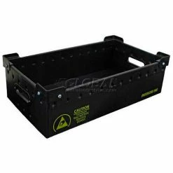 Protektive Pak 39182 Plastek Conductive Stackable Storage Container, 23-7/8"L x 13-7/8"W x 15-1/2"H - Pkg Qty 5