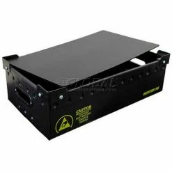 Protektive Pak 39183 Plastek Conductive Stackable Storage Container Lid, 17-3/4"Lx13-13/16"Wx3/16"H - Pkg Qty 5