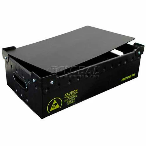 Protektive Pak 39183 Plastek Conductive Stackable Storage Container Lid, 17-3/4"Lx13-13/16"Wx3/16"H - Pkg Qty 5 1 Protektive Pak 39183 Plastek Conductive Stackable Storage Container Lid, 17-3/4"Lx13-13/16"Wx3/16"H - Pkg Qty 5
