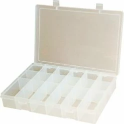 Durham Mfg. Durham Large Plastic Compartment Box LP18-CLEAR - 18 Compartments, 13-1/8x9x2-5/16 - Pkg Qty 5