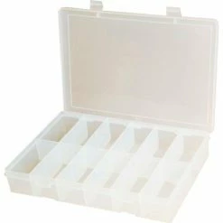 Durham Mfg. Durham Small Plastic Compartment Box SP12-CLEAR - 12 Compartments 10-13/16"L x 6-3/4"W x 1-3/4"H - Pkg Qty 10