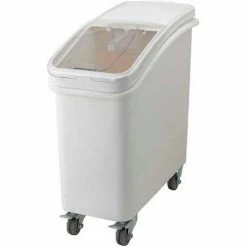 Winco IB-21-Mobile Ingredient Bin w/Lid, Polyethlene, 21 Gal., White