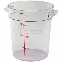 Winco PCRC-4 Round Storage Container, 4 Qt, Clear, Polycarbonate - Pkg Qty 12