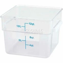 Winco PCSC-12C Square Storage Container, 12 Qt, Clear, Polycarbonate - Pkg Qty 12