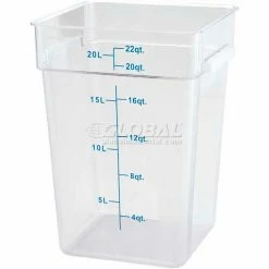 Winco PCSC-22C Square Storage Container, 22 Qt, Clear, Polycarbonate - Pkg Qty 6