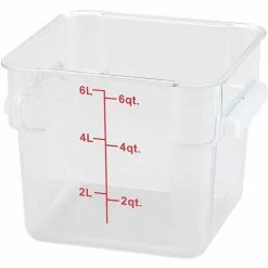 Winco PCSC-6C Square Storage Container, 6 Qt, Clear, Polycarbonate - Pkg Qty 12