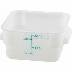 Winco PESC-2 Square Storage Container, 2 Qt, White, Polycarbonate - Pkg Qty 12