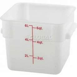 Winco PESC-6 Square Storage Container, 6 Qt, White, Polycarbonate - Pkg Qty 12