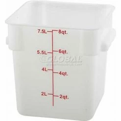 Winco PESC-8 Square Storage Container, 8 Qt, White, Polycarbonate - Pkg Qty 12