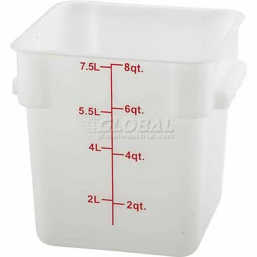 Winco PESC-8 Square Storage Container, 8 Qt, White, Polycarbonate - Pkg Qty 12 1 Winco PESC-8 Square Storage Container, 8 Qt, White, Polycarbonate - Pkg Qty 12